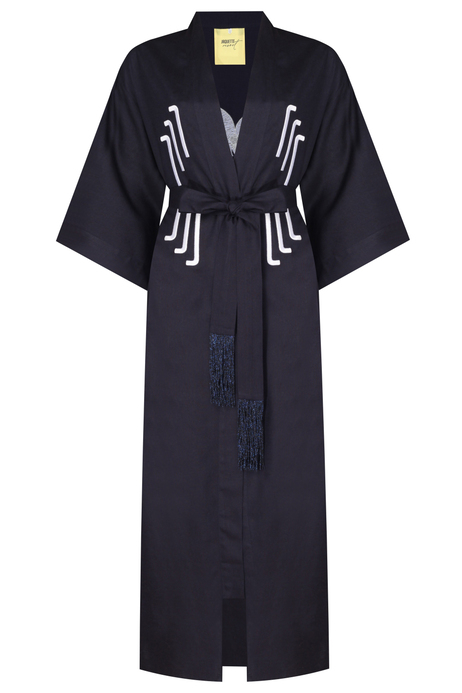 Lacivert Uzun Kimono