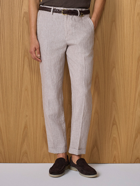 Bej Keten Pantolon