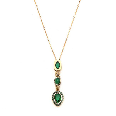 Upside Down Zirkon Taş Damla Charm Altın Kaplama Zincir Kolye