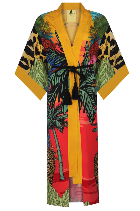 Desenli Uzun Kimono