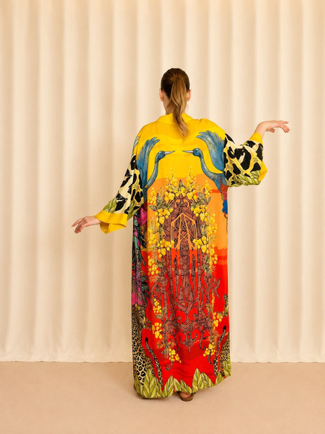 Desenli Uzun Kimono