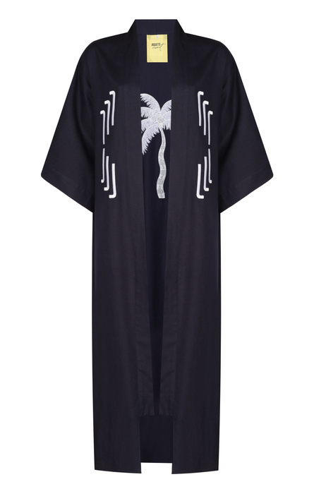 Lacivert Uzun Kimono