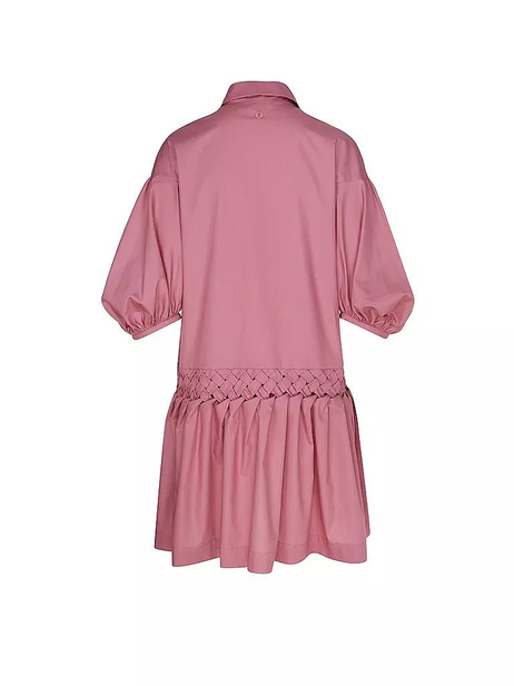Pembe Bel Detaylı Poplin Elbise