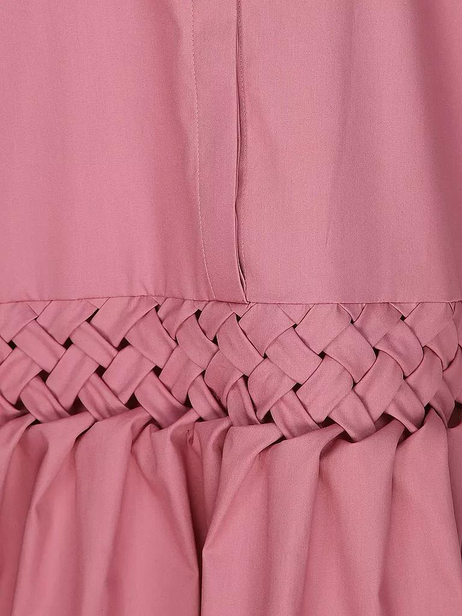 Pembe Bel Detaylı Poplin Elbise