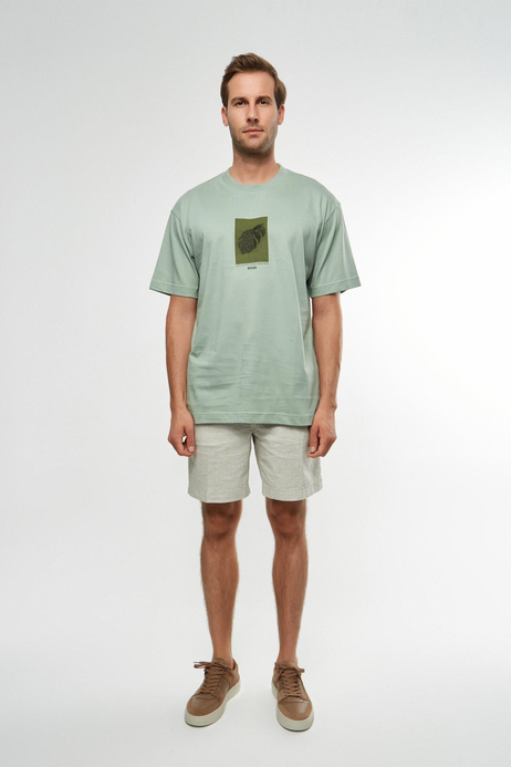 Yeşil Desenli Bisiklet Yaka T-shirt