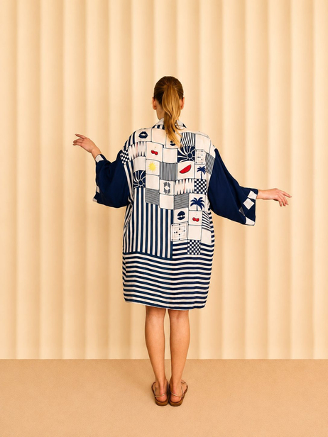 Lacivert Kısa Kimono