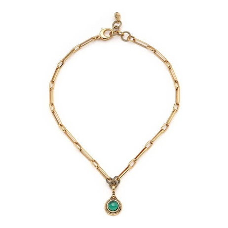 Malachite Doğaltaş Charm Altın Kaplama Zincir Kolye