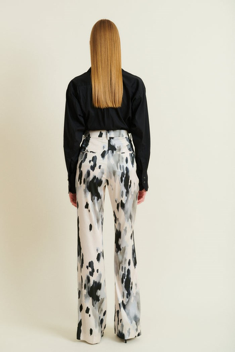 Desenli Flare Paça Pantolon