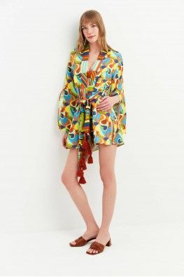 Desenli Retro Kimono