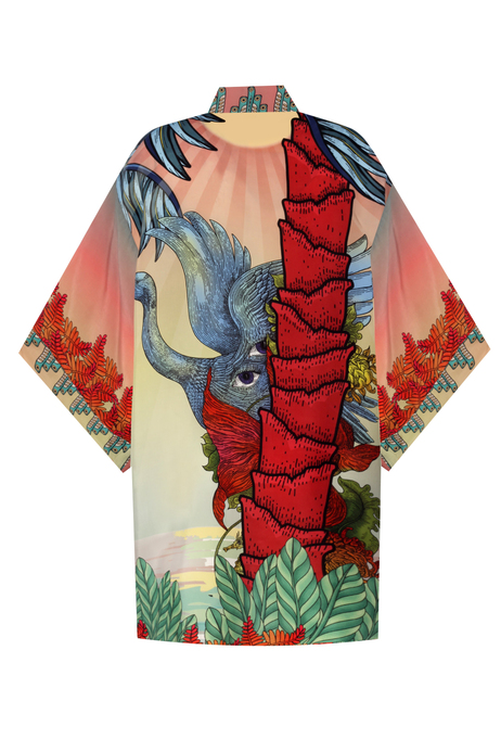 Desenli Kısa Kimono