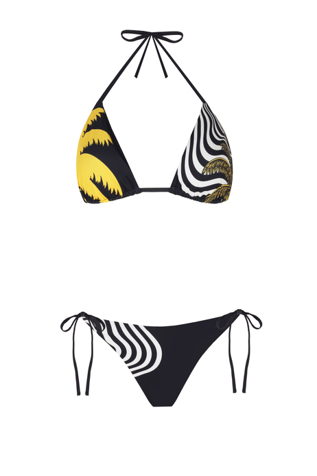 Siyah Hawaii Desen Bikini Takım