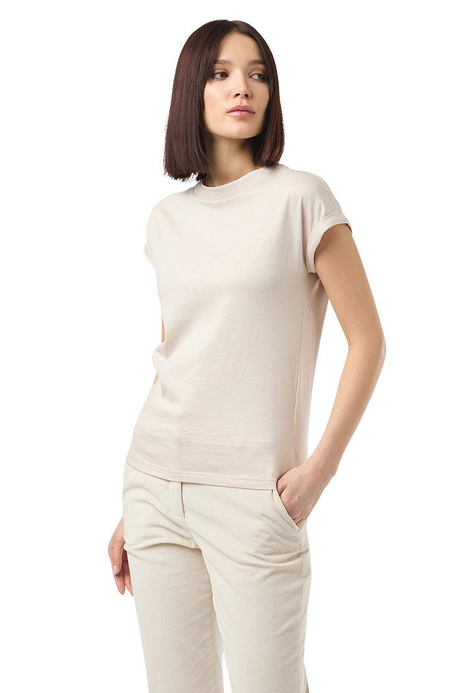 Beyaz Karışımlı Pamuk T-shirt