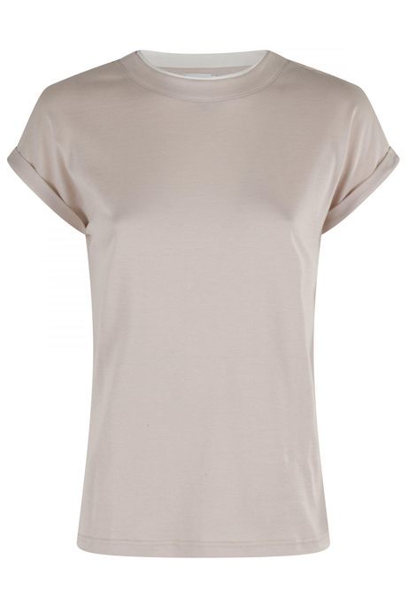 Beyaz Karışımlı Pamuk T-shirt