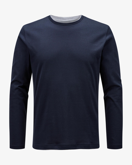 Lacivert Pamuk Uzun Kollu T-shirt