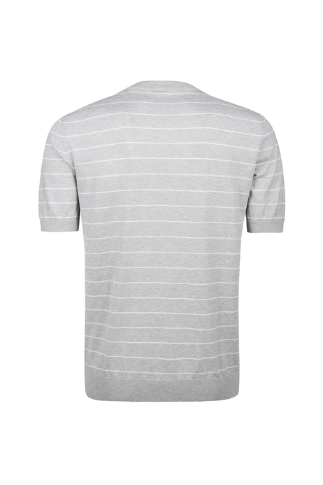 Yuvarlak Yaka Çizgili Pamuk T-Shirt