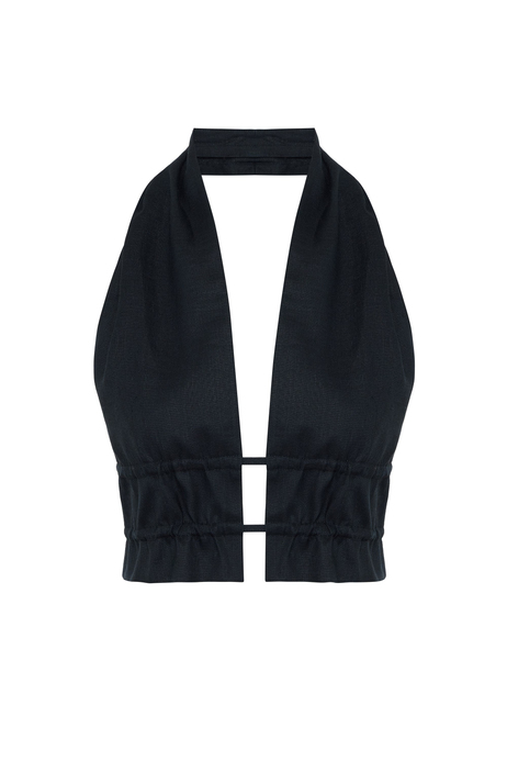 Siyah Organik Keten Top