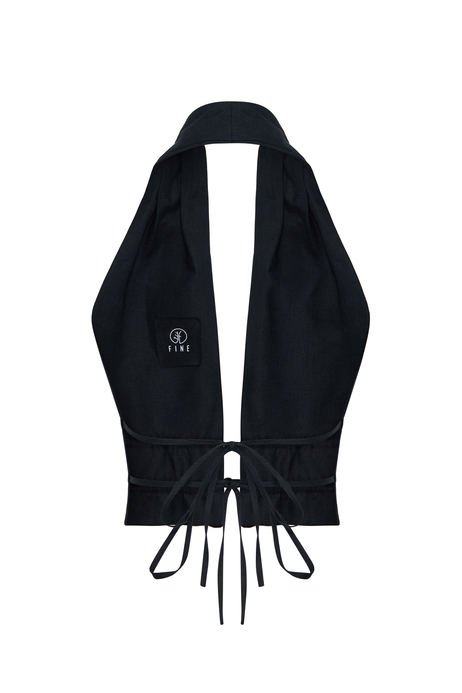 Siyah Organik Keten Top