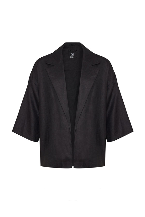 Siyah Organik Keten Kimono