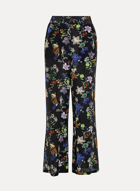 Floral Desen Krep Pantolon