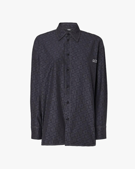 Monogram Desen Oversize Gömlek