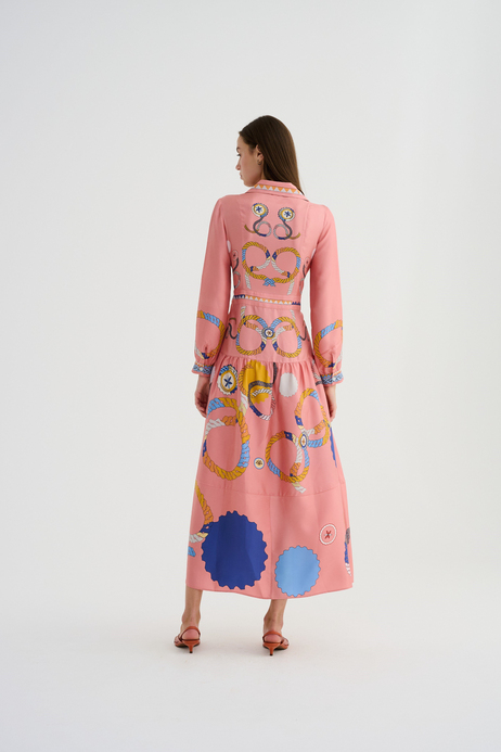 Pembe Desenli Elbise