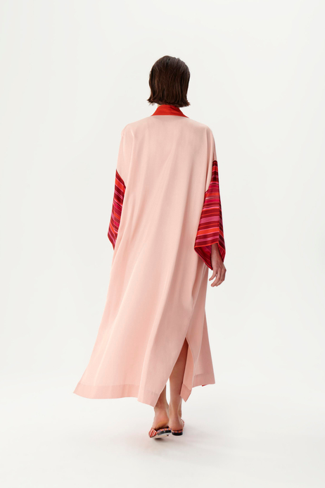 Pembe Keten Detaylı Kimono