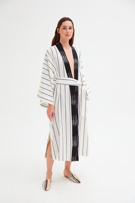 Siyah Çizgili Kimono