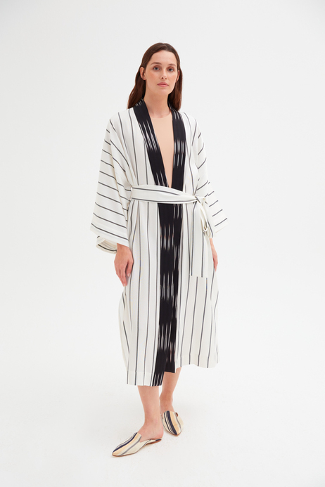 Siyah Çizgili Kimono