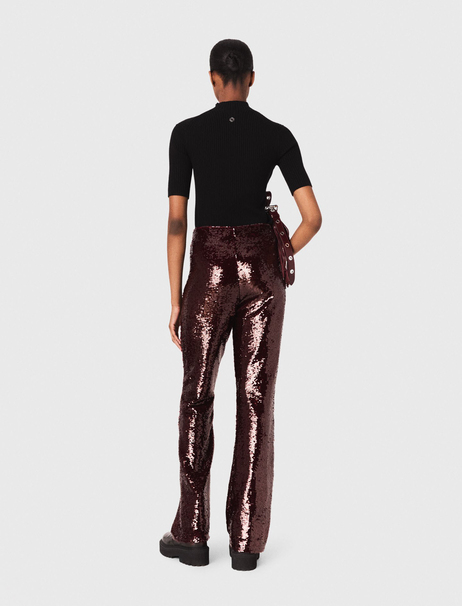 Bordo Payetli Pantolon