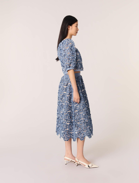 Floral aplike uzun etek