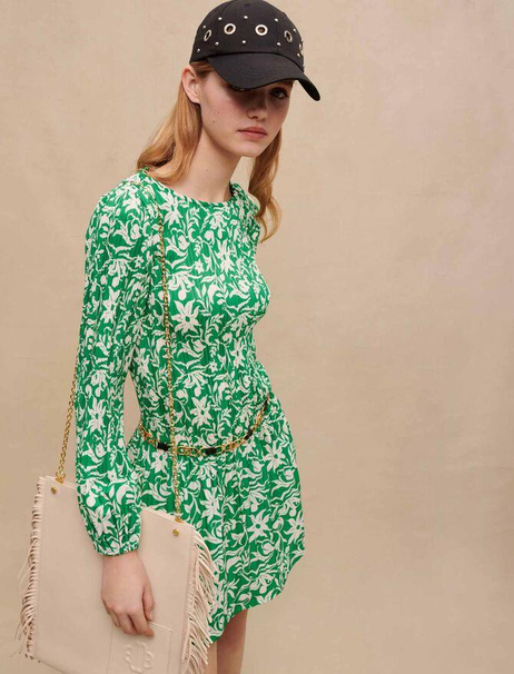 Floral Desen Pilise Mini Elbise