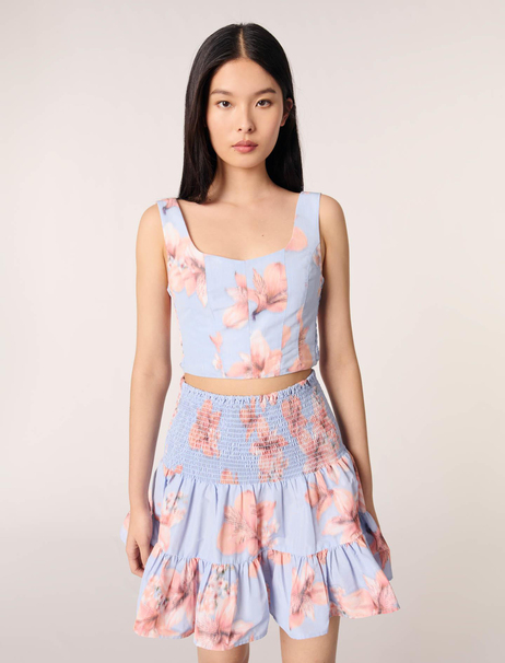 Floral desenli mini etek