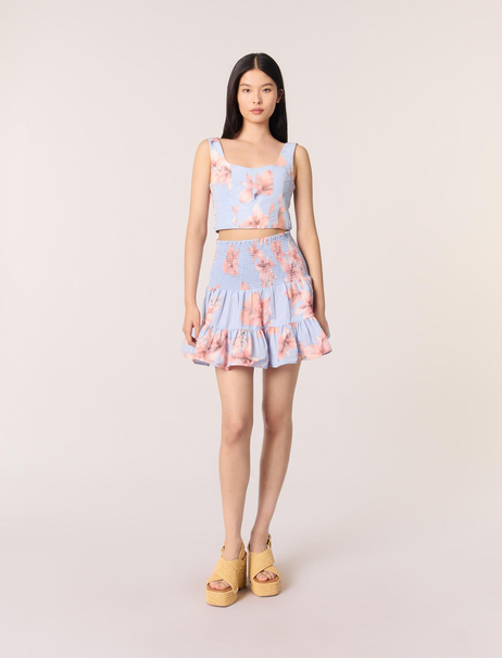 Floral desenli mini etek