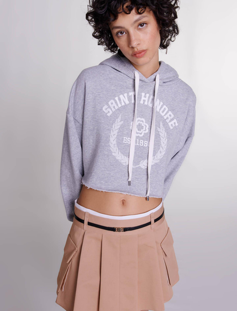 Kapüşonlu Gri Sweatshirt
