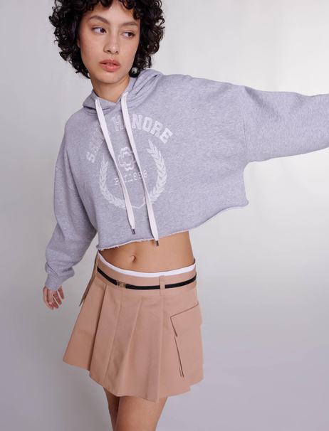 Kapüşonlu Gri Sweatshirt