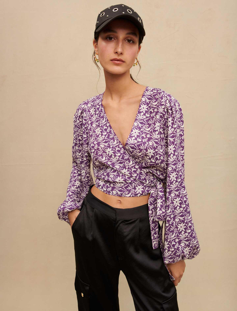 Kruvaze Kapama Crop Bluz