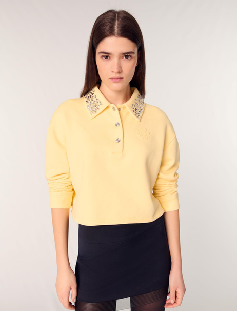 Taşlı Yakalı Sweatshirt