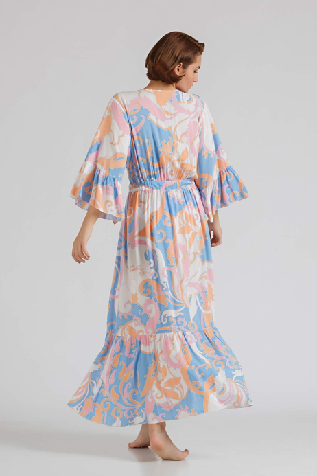 MELISSA ODABASH Önü Açık Kuşaklı Uzun Kaftan