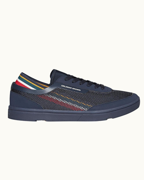 Erkek Lacivert Örgü Detaylı Renkli Şeritli Sneaker