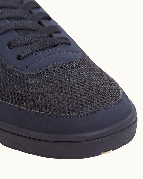Erkek Lacivert Örgü Detaylı Renkli Şeritli Sneaker