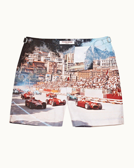 Retro Yarış Baskılı Deniz Şortu