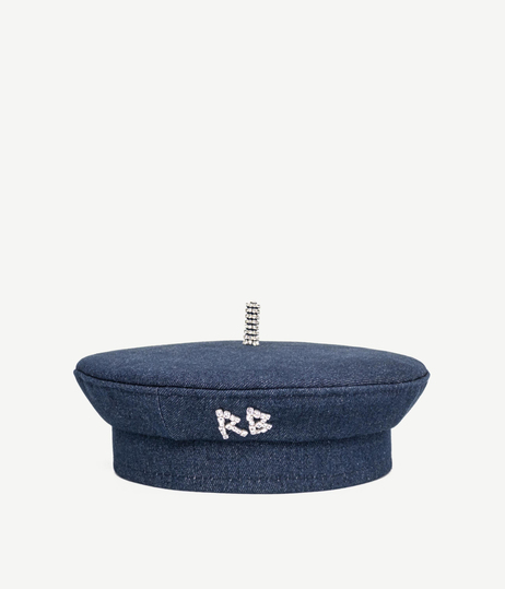 Taş İşlemeli Denim Bere