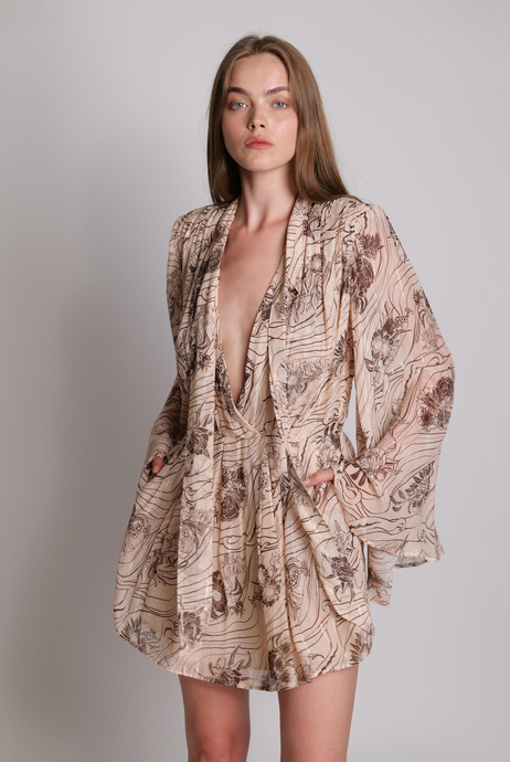 Floral Desen Mini Elbise