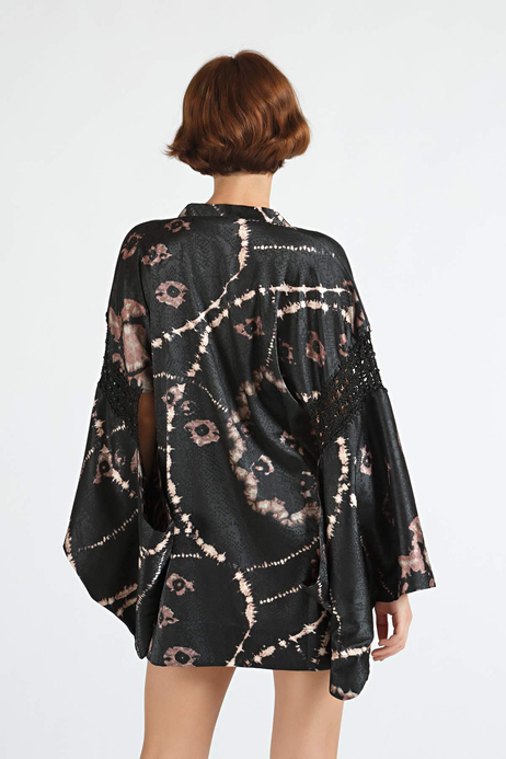 SADH Tığ İşleme Çıtçıt Kapatmalı Kısa Kimono