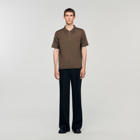 Fermuarlı Polo Yaka Triko T-shirt