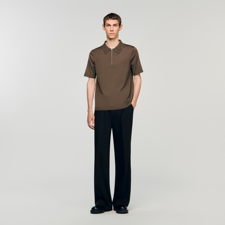 Fermuarlı Polo Yaka Triko T-shirt