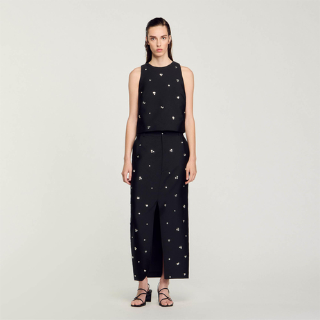 Taş İşlemeli Halter Yaka Üst