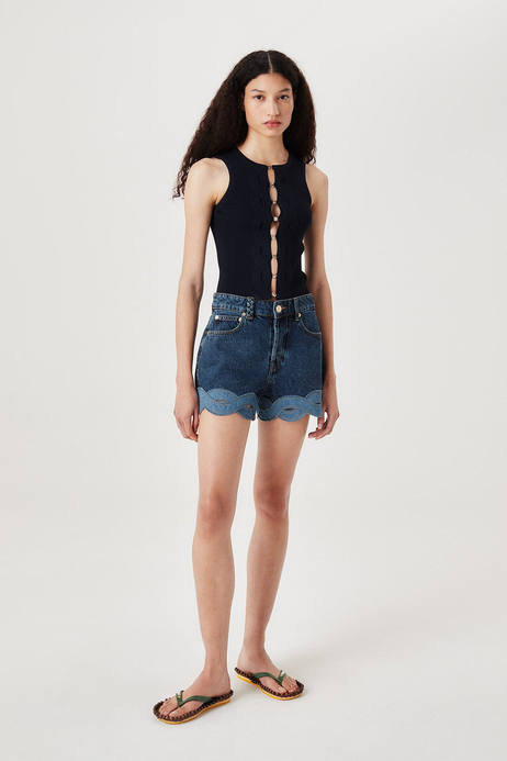 Denim Pamuk Karışımlı Şort