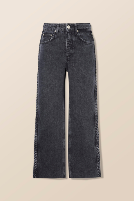 Örgü Detaylı Denim Pantolon