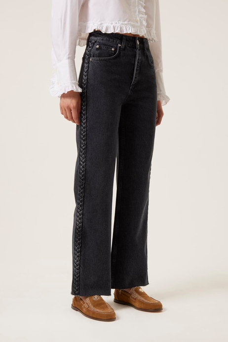 Örgü Detaylı Denim Pantolon